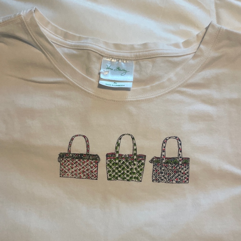 Vera Bradley White Tee with Pink and Green Bag Trio